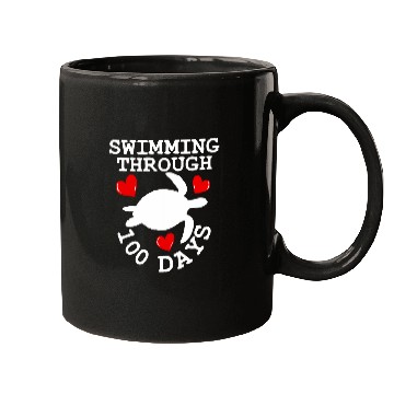 Discover Swimming Turtle 100th Day of School Student Mugs