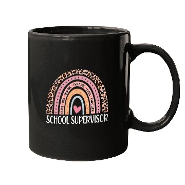 Discover Funny School Supervisor Rainbow Leopard Print Mugs