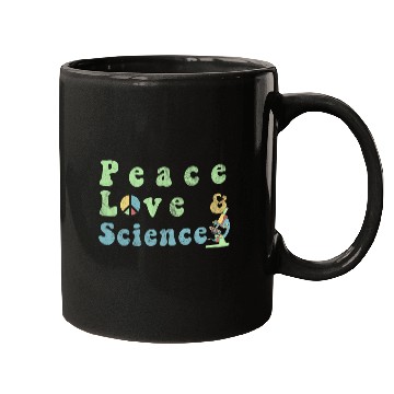 Discover Peace Love Science Microscope Design Science Teacher Mugs