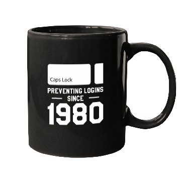 Discover Caps Lock Preventing Logins Since 1980 Programmer Coder Mugs
