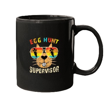 Discover Egg Hunt Supervisor Retro Egg Hunting Party Mom Dad Easter 2 Mugs