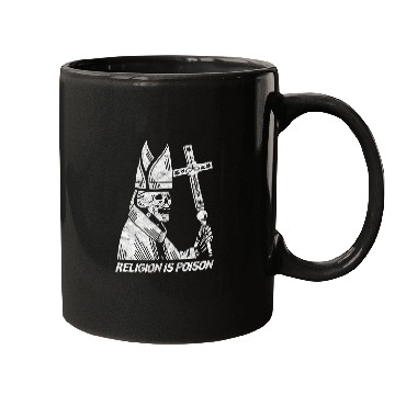 Discover Religion Is Poison Pope Gothic Horror Satan Edgy Mugs