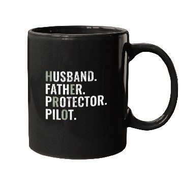 Discover Husband Father Protector Pilot Gift Funny Dad Humor Mugs