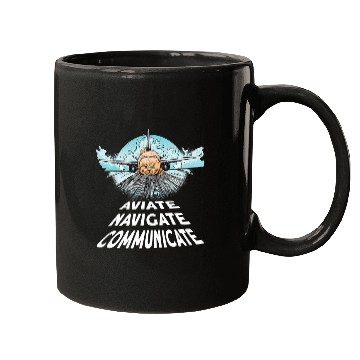 Discover Pilot Aviate Navigate Communicate Cat Plane Mugs