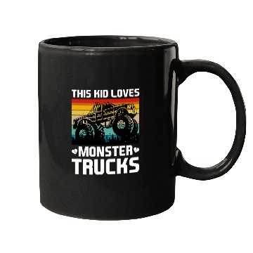 Discover This Kid Loves Monster Trucks vintages Trucker Mugs