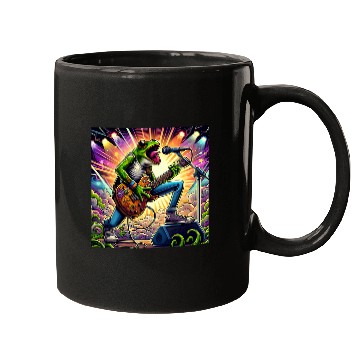 Discover Rock Star Frog Singer Electric Guitar Stage Vibrant Lights Mugs