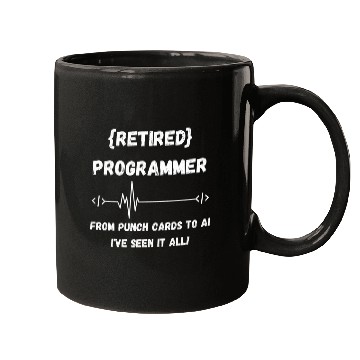Discover Retired Computer Programmer Coding Heartbeat Funny Mugs