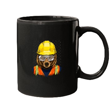 Discover Construction Worker Brown Grizzly Bear Laborer Bear Lover Mugs