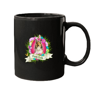 Discover Happy Easter Scotch Collie Wearing Bunny Ear Eggs Cool Mugs