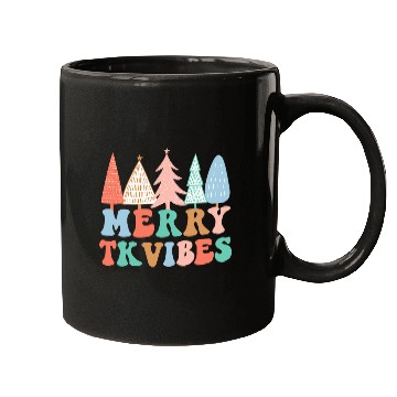 Discover Merry TK Vibes TK Teacher Team TK Squad Crew Christmas Tree Mugs