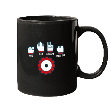 Discover Rock Paper Scissors Table Saw Chainsaw Woodworker Mugs