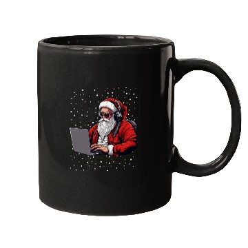 Discover Santa In Front of Laptop Programmer Web Developer Christmas Mugs