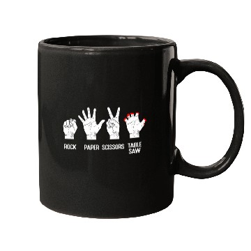 Discover Rock Paper Scissors Saw Table Funny Woodworker Mugs