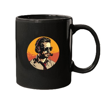 Discover Cool guy with headset for call center worker Mugs