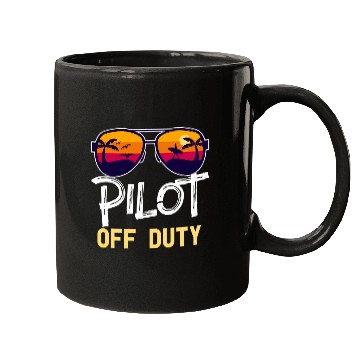 Discover Pilot Off Duty Beach Time Off Funny Summer Vacation Mugs