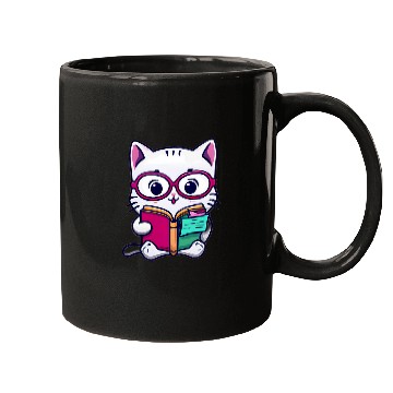 Discover Kawaii Cats Book Lover Cat 6 Mugs
