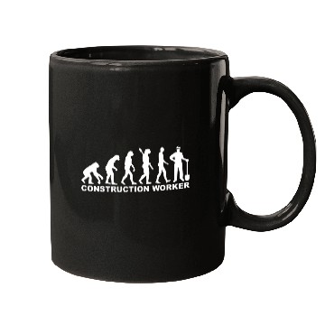 Discover Evolution construction worker Mugs