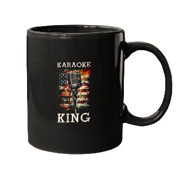 Discover Karaoke King Singer vintages Microphone US Flag Singing Mugs