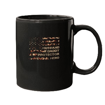 Discover Husband Daddy Protector Hero Fathers Day American Flag Camo Mugs