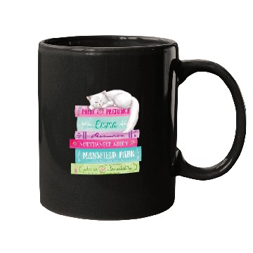 Discover Jane Austen Book Stack Funny Literary Literature Mugs