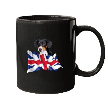 Discover Union Jack Flag Dog Entlebucher Sennenhund Mugs