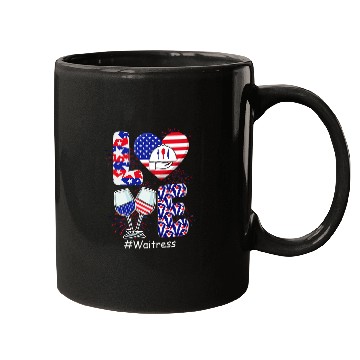 Discover LOVE Costume Waitress 4th July American Flag Fireworks Mugs