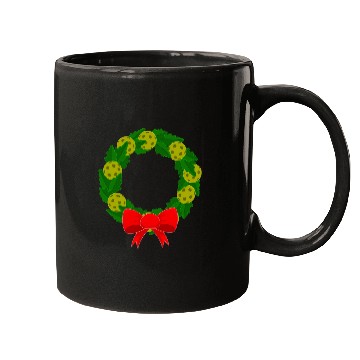 Discover Christmas Wreath Pickleball Player Mugs