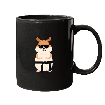 Discover Funny Hamster Wearing Sunglasses Doing Karate Mugs