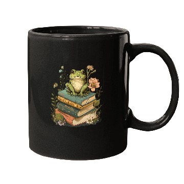 Discover Cottagecore Aesthetic Frog Reading Book Mushroom Lover 3 Mugs