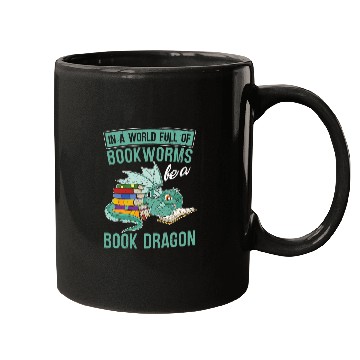 Discover Book Dragon Funny Bookworm Fantasy Animal Book Reading Mugs