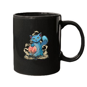 Discover Funny magic cat with magic book and magic ball Mugs