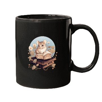 Discover Cottagecore Flowers Mouse Read A Book Lover Bookworm 3 Mugs