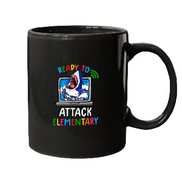 Discover Ready To Attack Virtual Elementary Shark Back To School Mugs