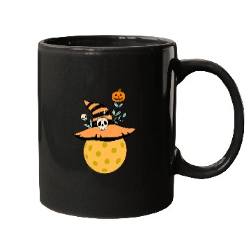 Discover Funny Spooky Halloween Pumpkin Pickleball WitchWizard Gift Mugs