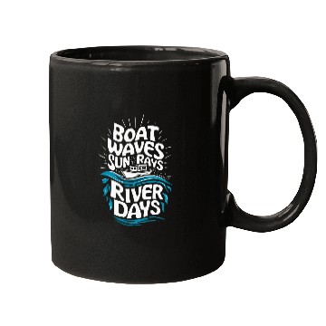 Discover Boat Waves Sun Rays River Days 2 Mugs