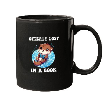 Discover Cute Swimming Otter Book Reading Kids Mugs