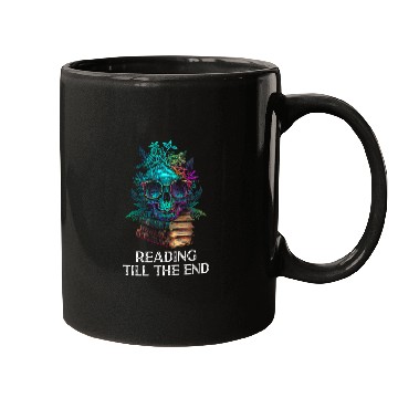 Discover Book Reader Skull Funny Bookworm Reading Till the End Mugs