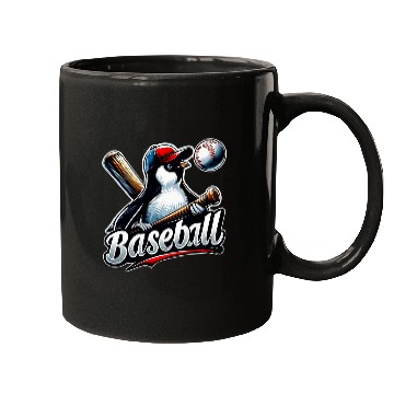 Discover Funny Lets Go Penguin Playing Baseball 2 Mugs