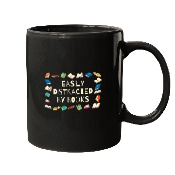 Discover EASILY DISTRACTED BY BOOKS Funny Book Lover Reading Mugs