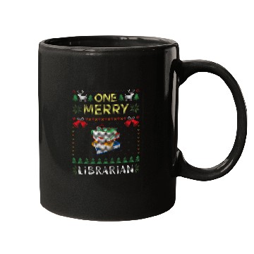 Discover One Merry Librarian Book Reading Ugly Christmas Sweater Mugs