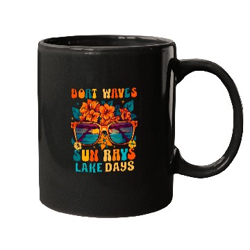 Discover Boat Waves Sun Rays Lake Days Summer Vacation Mugs