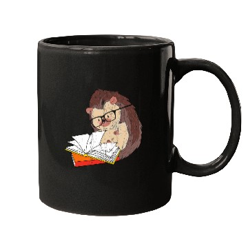 Discover Cute Wildlife Forest Animal Bookworm Book Reading Hedgehog Mugs