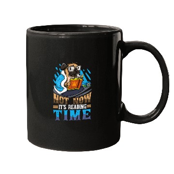 Discover Book Reader Funny Reading Time Dog Pug Bookworm Humor Mugs