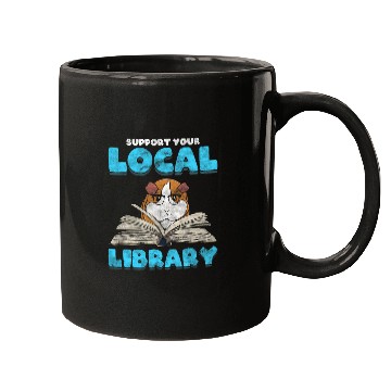 Discover Support Your Local Library Guinea Pig Book Reader Mugs