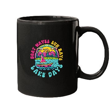 Discover Boat Waves Sun Rays Lake Days Funny Summer Beach Vacation 8 Mugs