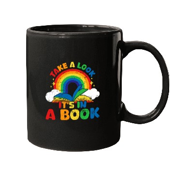Discover take a look its in a book rainbow reading Mugs