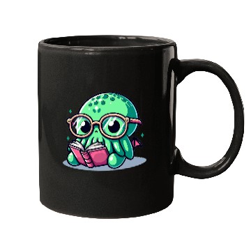 Discover Adorable Book Lover Cthulhu With Reading Glasses Cute Mugs