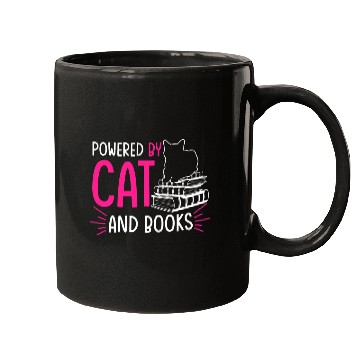Discover Powered by Cat and Books Gift Mugs