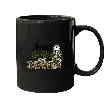 Discover Jeans Lip Gloss Camo Sayings Graphic Orange Mugs