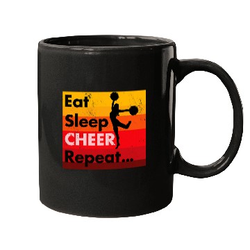 Discover Eat Sleep Cheer Repeat Funny Cheerleading Team Mugs